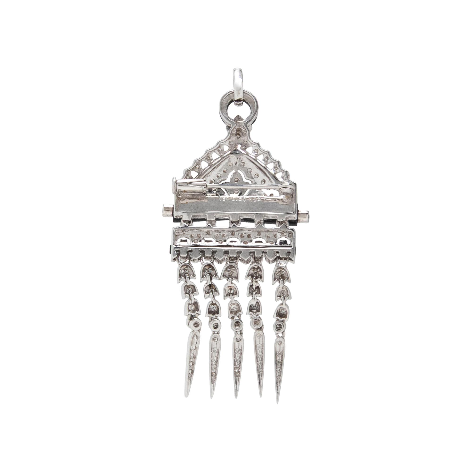 DIAMOND, BLACK ONYX, AND WHITE GOLD PENDANT NECKLACE