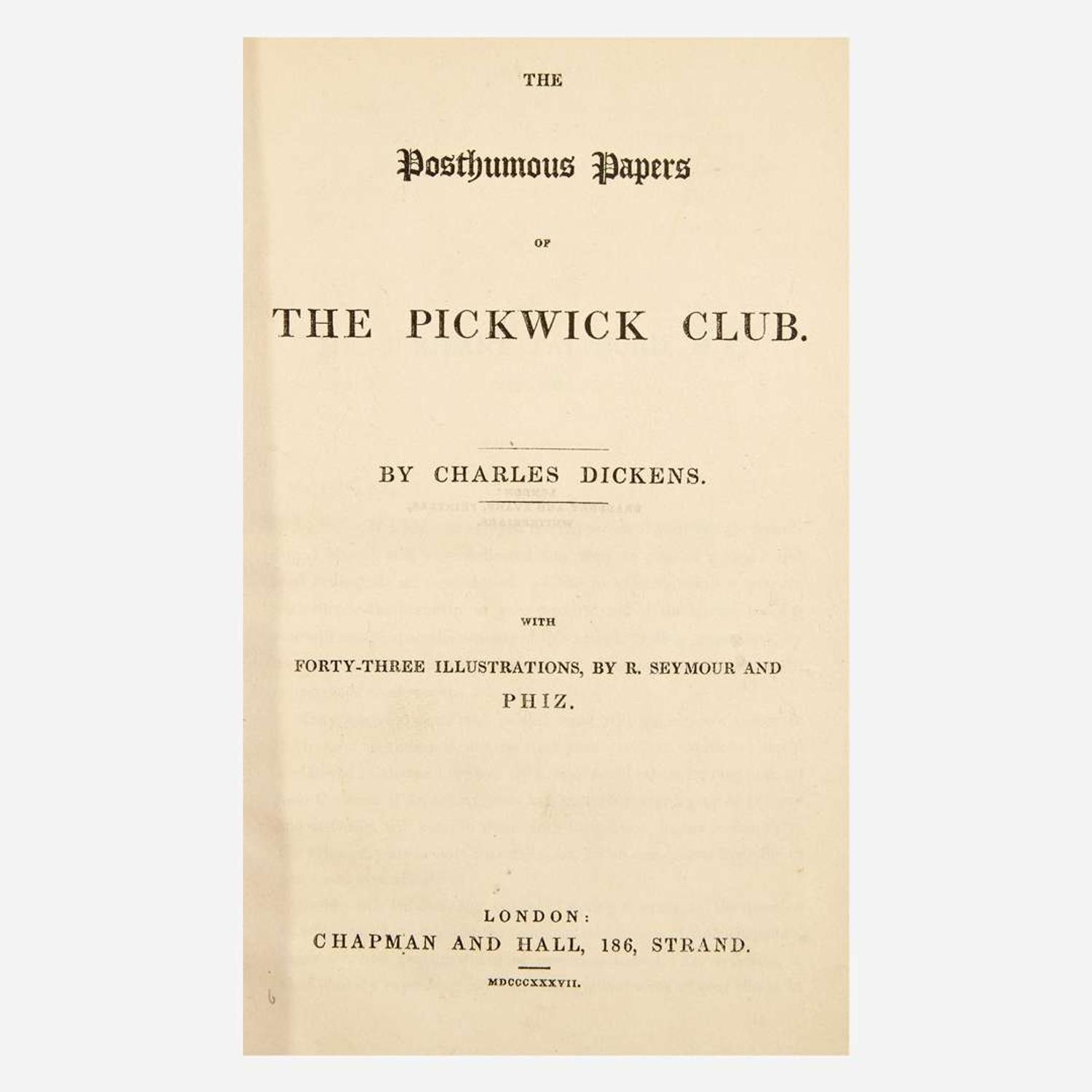 [Literature] Dickens, Charles The Posthumous Papers of the Pickwick Club