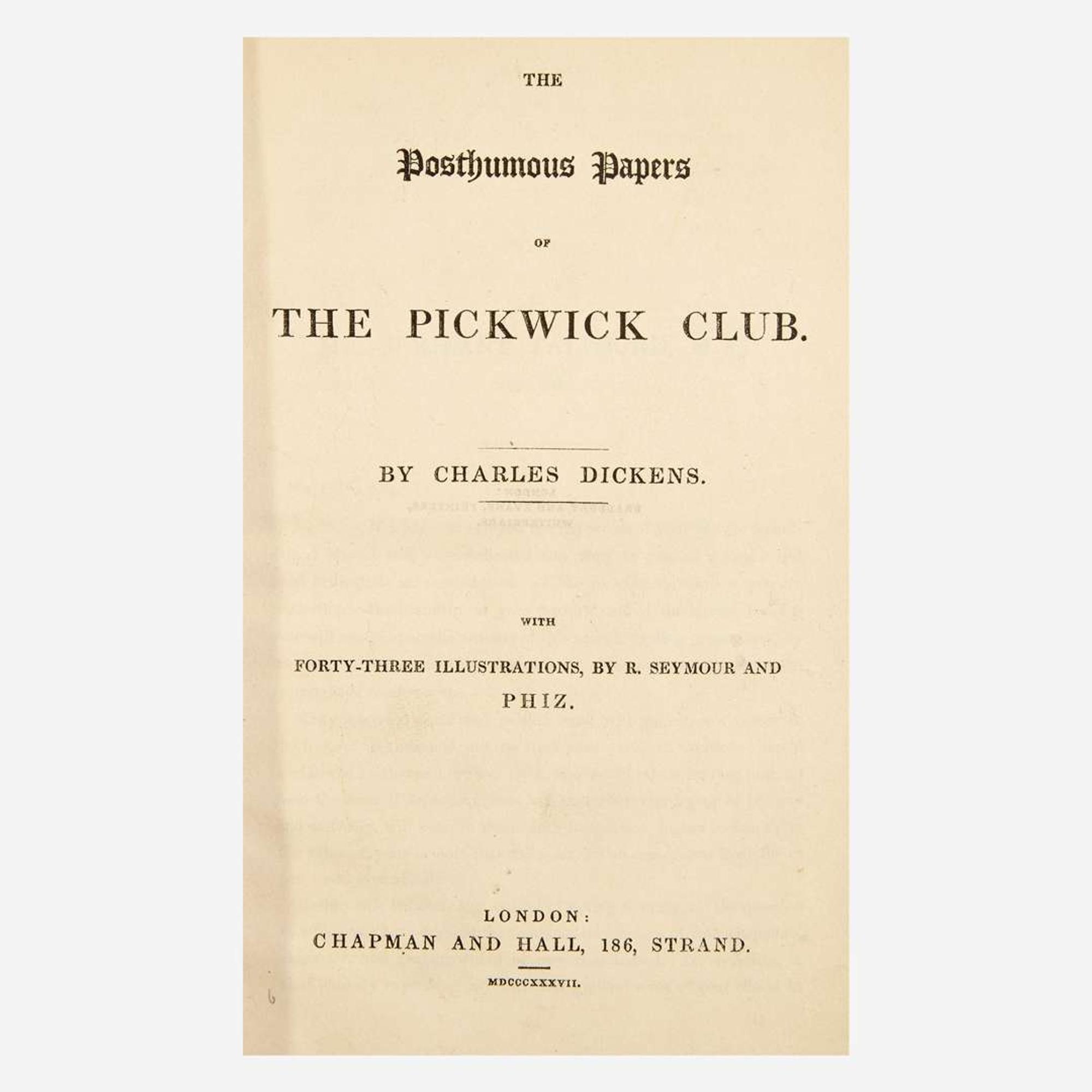 [Literature] Dickens, Charles The Posthumous Papers of the Pickwick Club