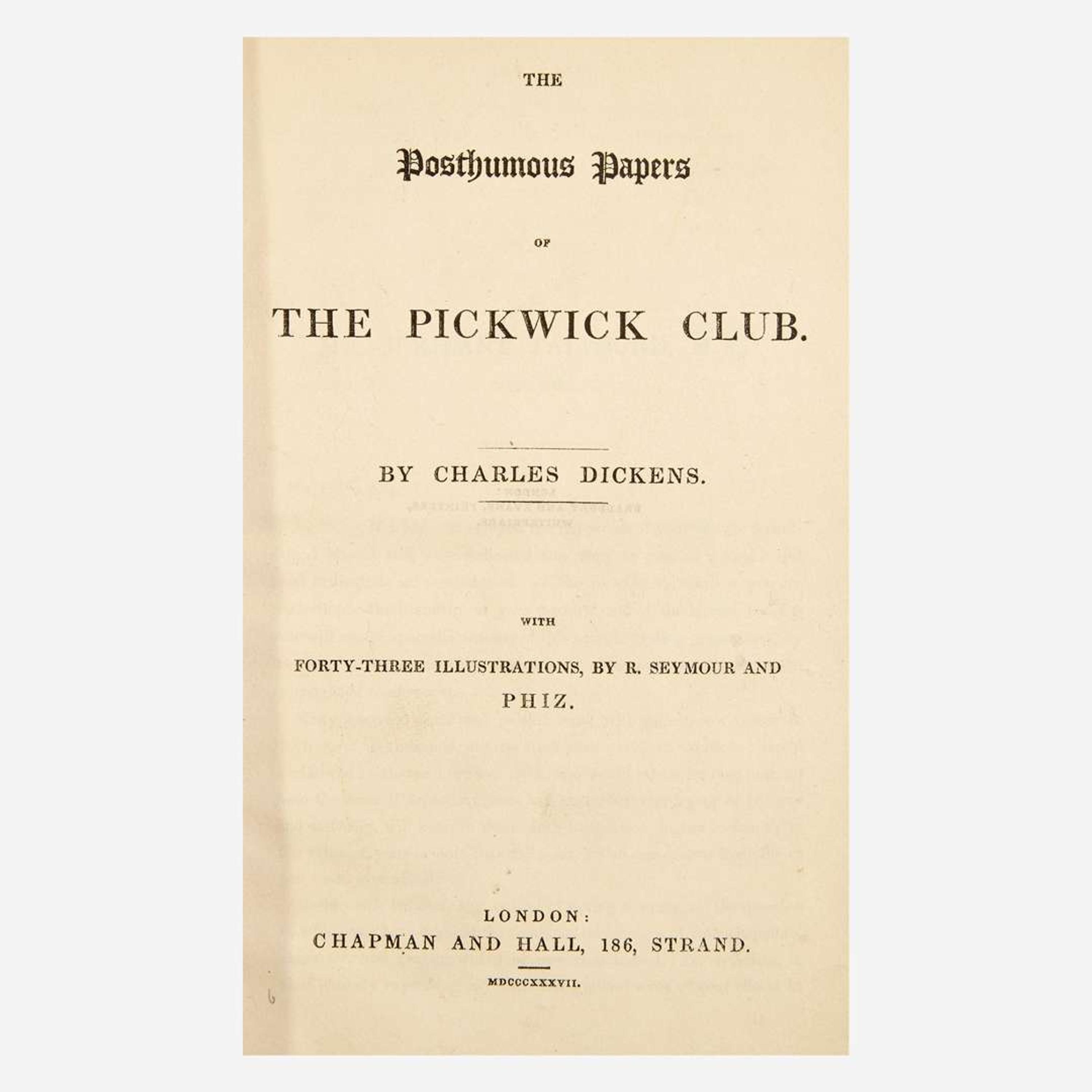 [Literature] Dickens, Charles The Posthumous Papers of the Pickwick Club