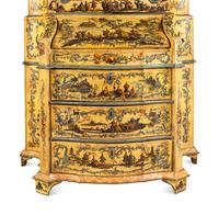 An Italian Baroque Style Cream and Polychrome Painted Bureau Cabinet