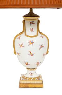 A Pair of Parcel-Gilt Painted Porcelain Table Lamps