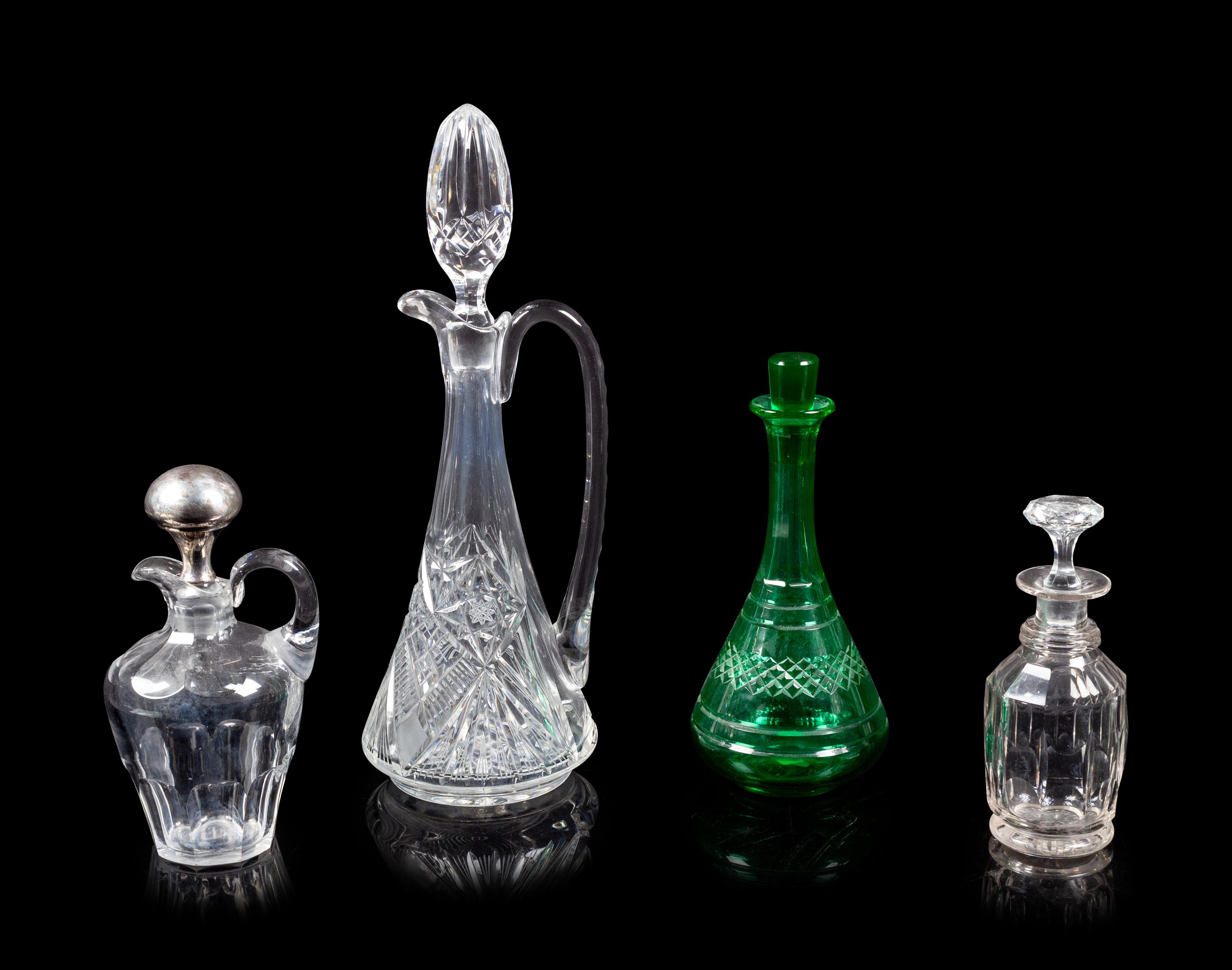 Four Cut and Molded Glass Decanters