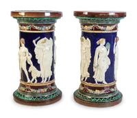 A Pair of Majolica Pedestals