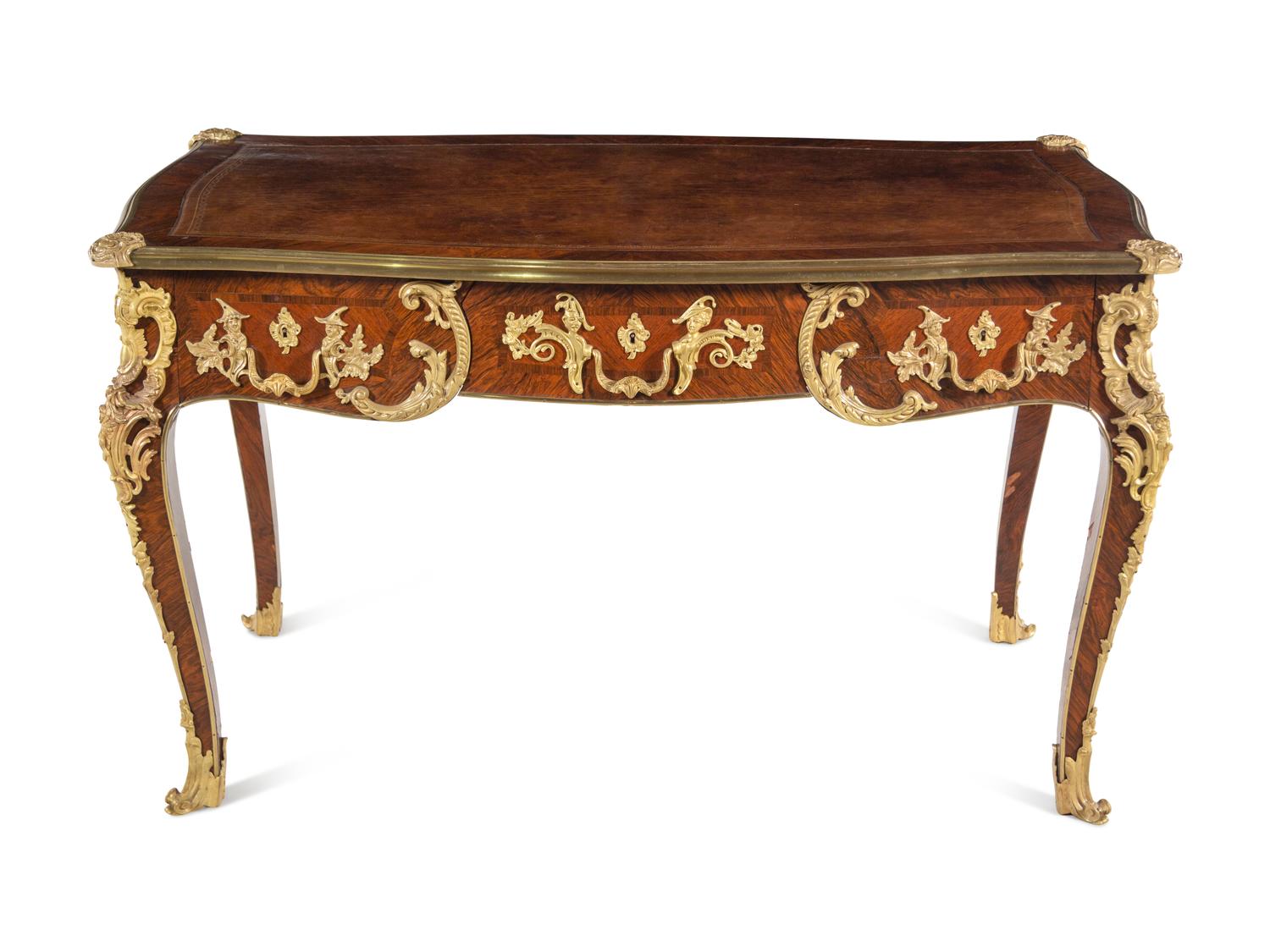 A Louis XV Style Gilt Bronze Mounted Bureau Plat