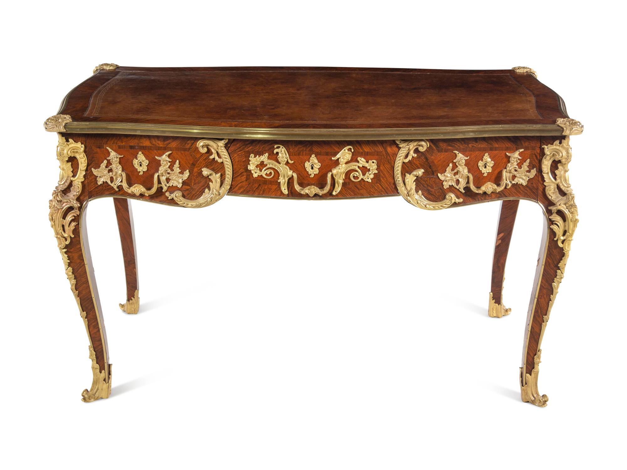 A Louis XV Style Gilt Bronze Mounted Bureau Plat