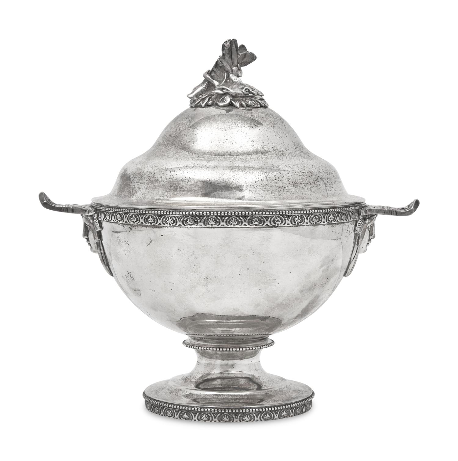 A Sterling Silver Footed and Covered Bowl with Fish Finial, John C. Moore & Son, Tiffany & Co., New York, NY, 1854-1869