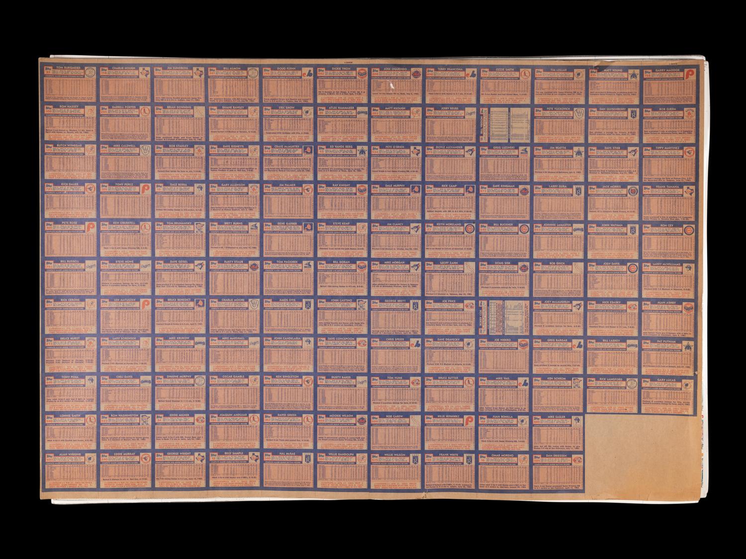 A Group of Eight Uncut Sheets of 1984 Topps 7-Eleven Baseball Cards