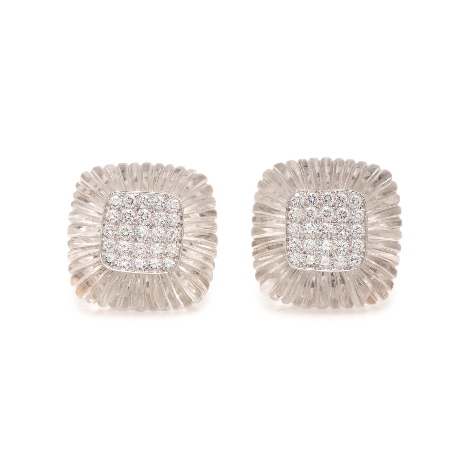 DIAMOND AND ROCK CRYSTAL EARCLIPS