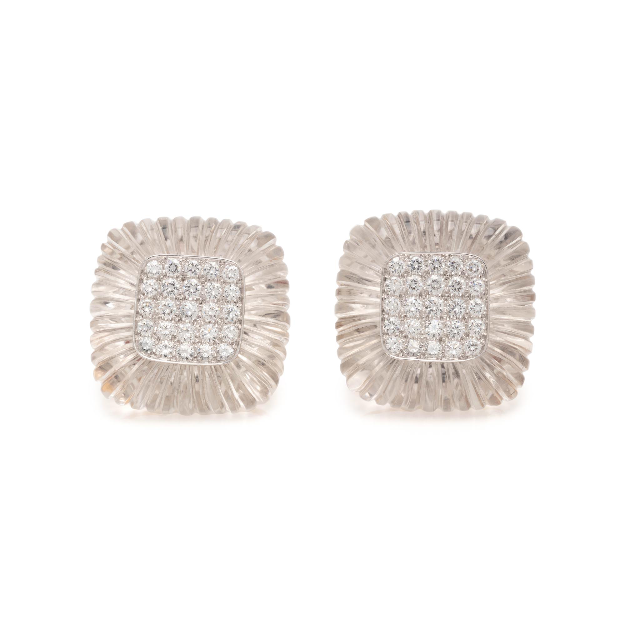 DIAMOND AND ROCK CRYSTAL EARCLIPS