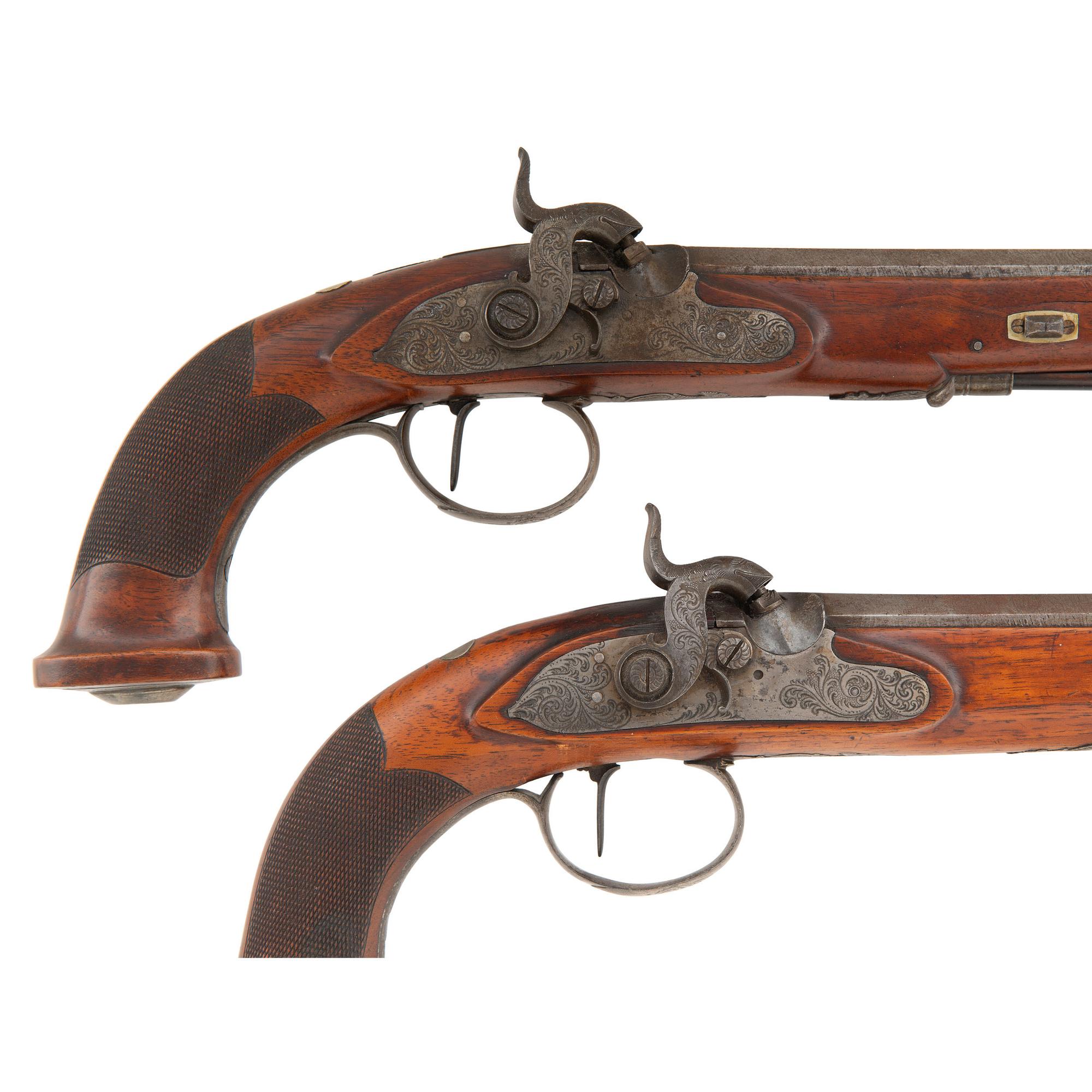 Pair of mid-19th Century Germanic Percussion Target Pistols by A. Dickore of Giessen