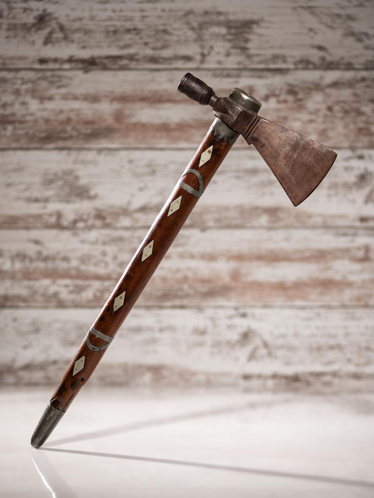 Great Lakes Pipe Tomahawk with Pewter and German Silver Inlay