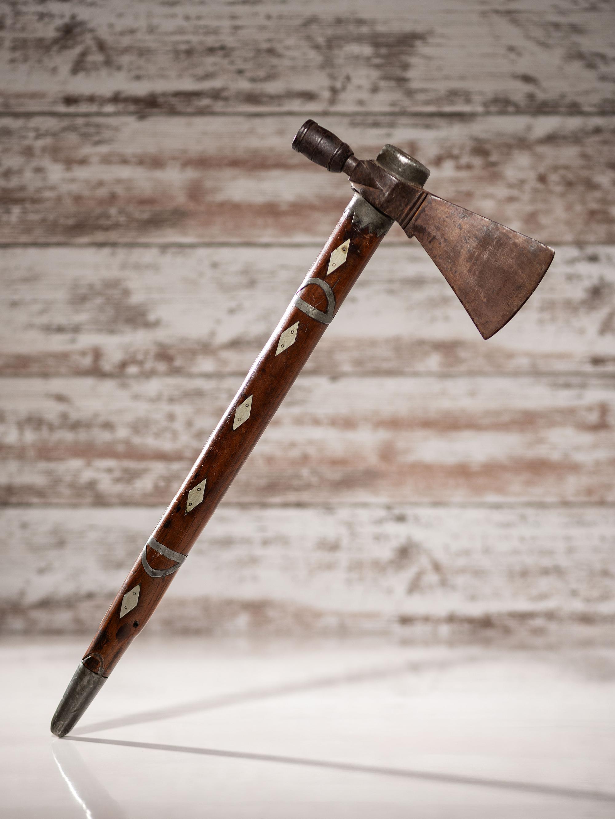 Great Lakes Pipe Tomahawk with Pewter and German Silver Inlay