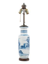 A Chinese Blue and White Porcelain Rouleau Vase