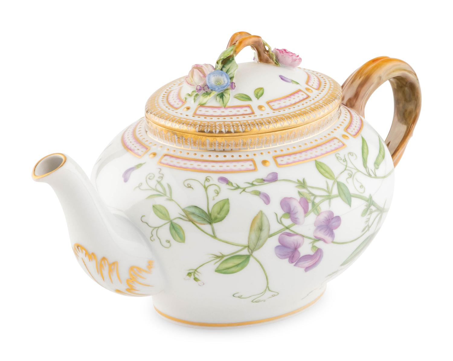 A Royal Copenhagen Flora Danica Porcelain Tea Pot