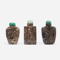 Three Chinese fossiliferous limestone snuff bottles