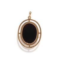 A Neoclassical Gold and Onyx Pendant with a Bust of Athena