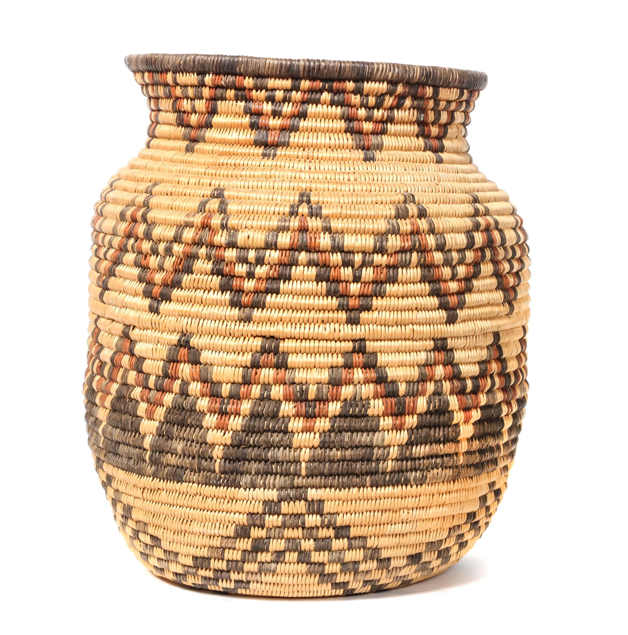 Western Apache Polychrome Olla Basket Height 10 1/2 x width 8 inches