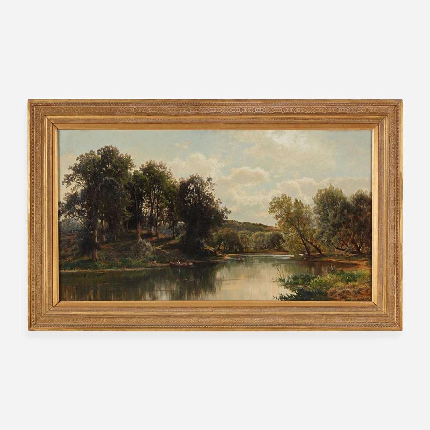 Carl Weber (German, 1855-1935) Boating on the Brandywine
