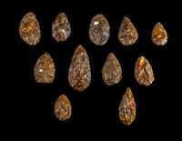 Eleven Paleolithic Quartzite Cordiform Hand Axes