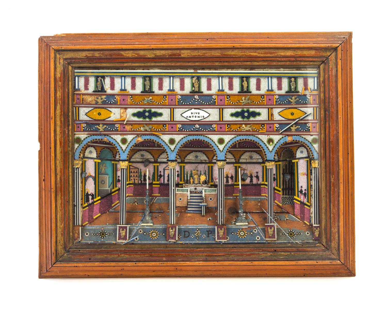 An Italian Beadwork Shadowbox Diorama Width 19 inches. — 19TH/20TH CENTURY