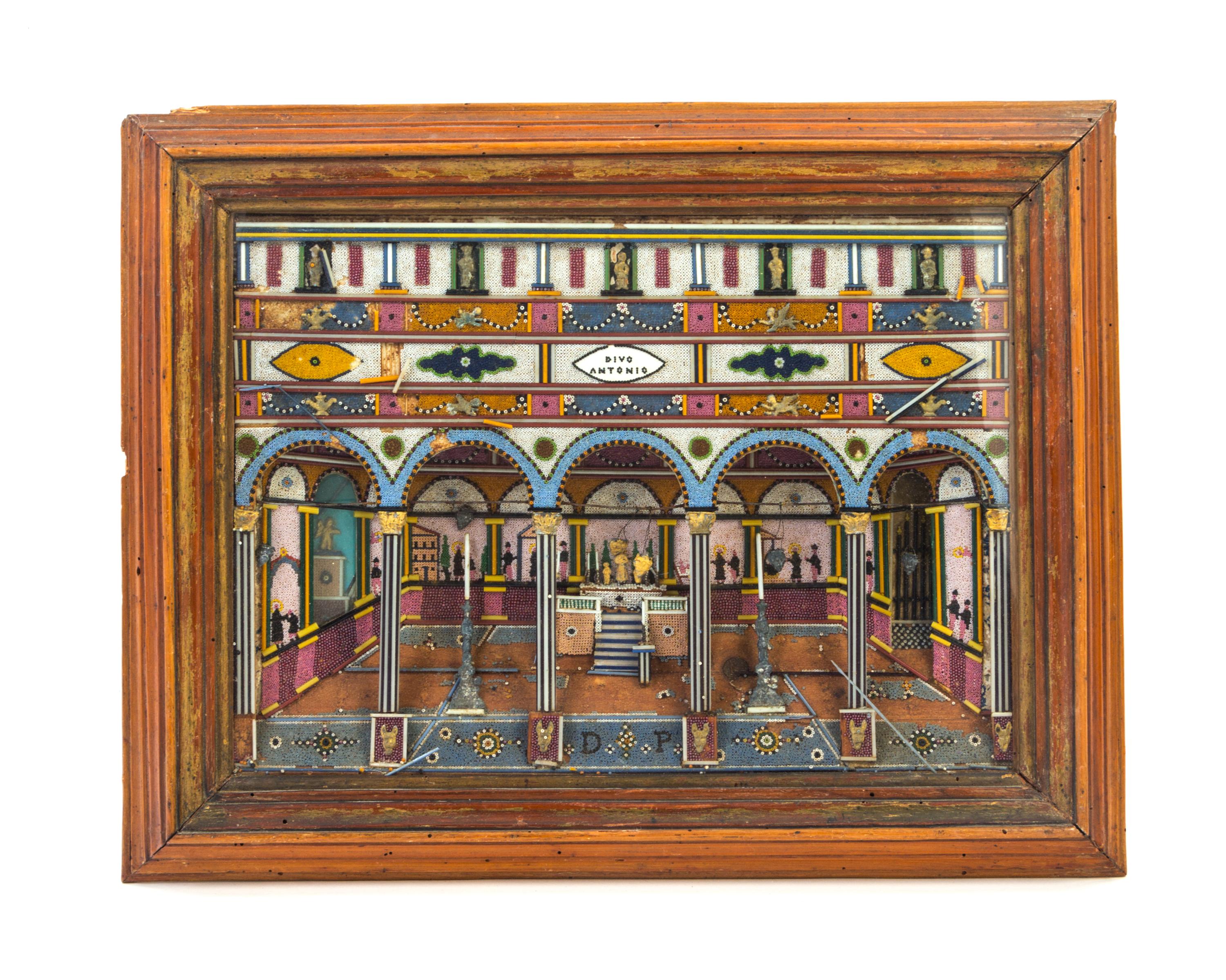 An Italian Beadwork Shadowbox Diorama Width 19 inches. — 19TH/20TH CENTURY