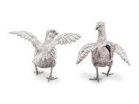 A Pair of Silver Pheasant Table Ornaments