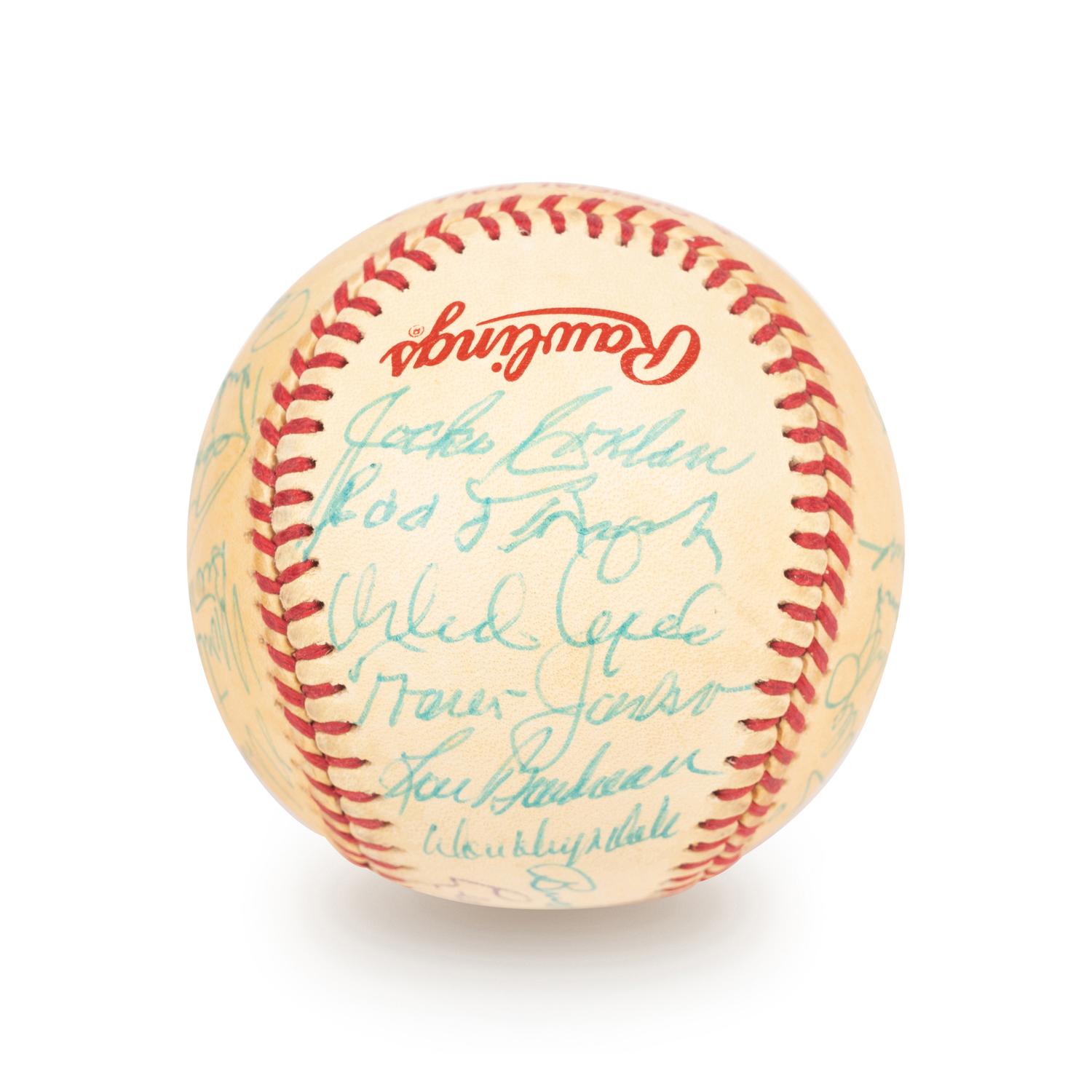 A 1983 Old Timers Game National League Team Signed Autograph Baseball With 22 Signatures Featuring Multiple Hall of Famers and Deceased Players,