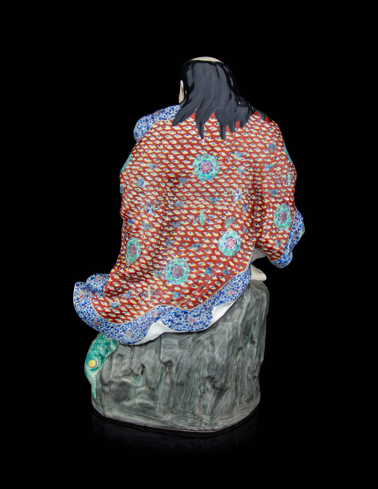 A Large Famille Rose Porcelain Figure of Liu Hai and a Toad