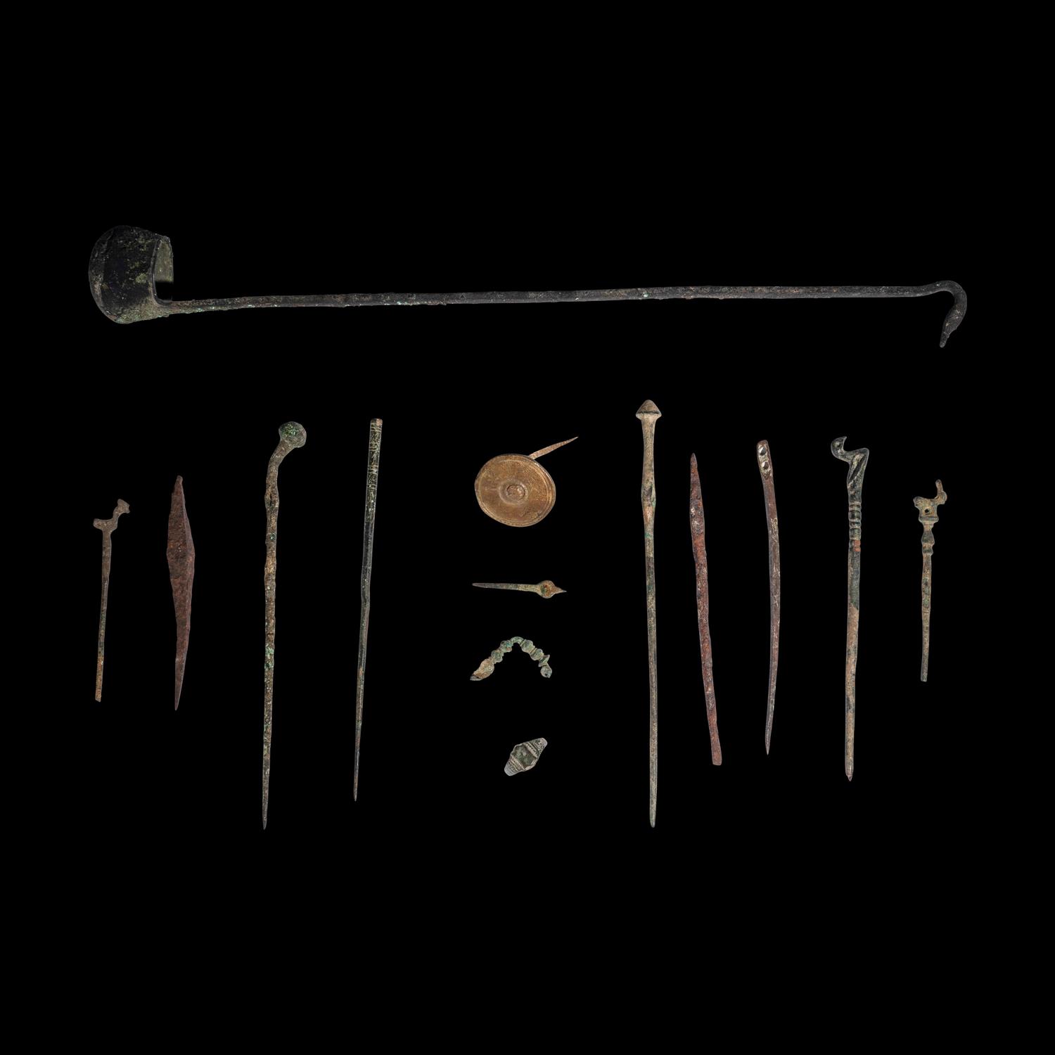 Fourteen Greco-Roman Bronze Utilitarian Objects