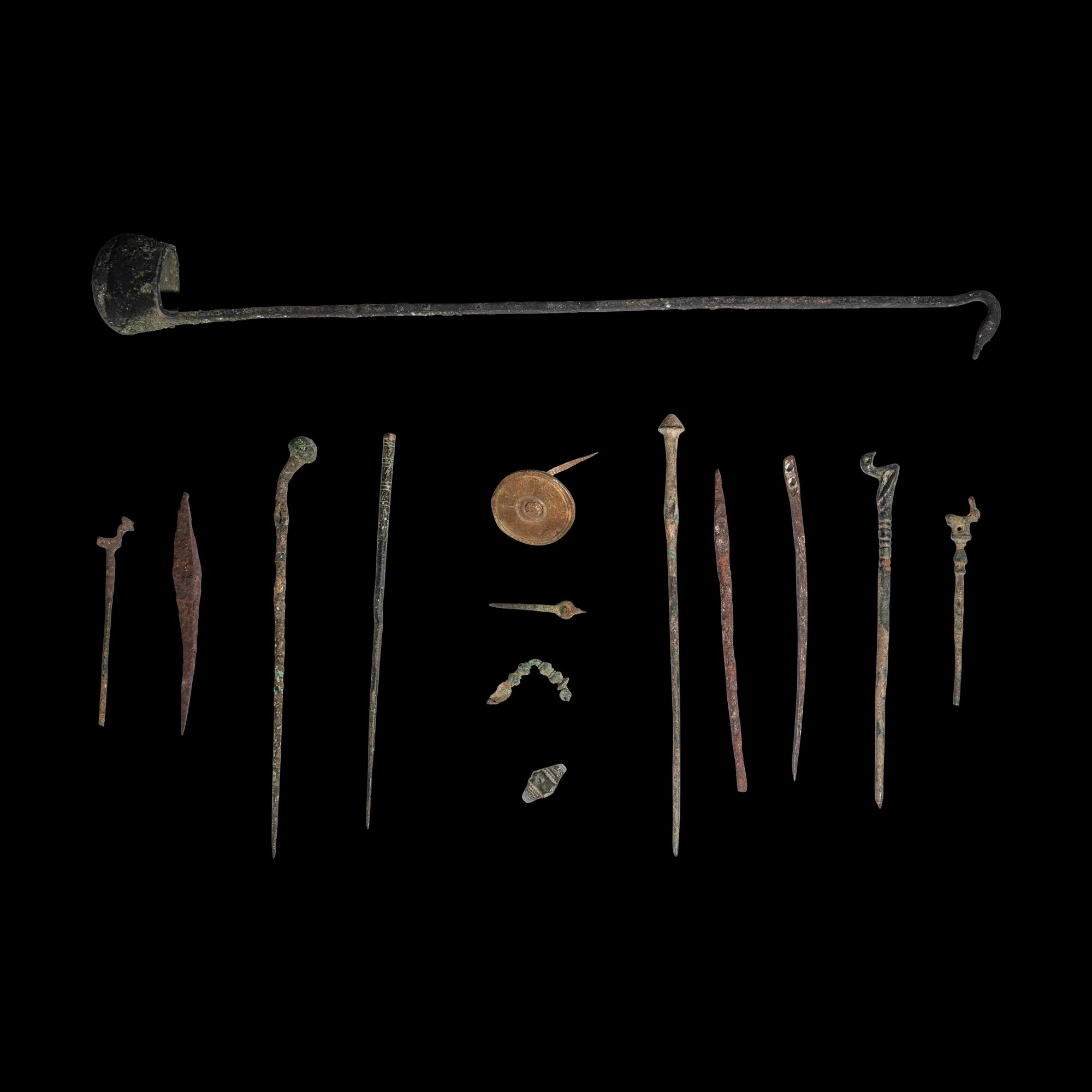 Fourteen Greco-Roman Bronze Utilitarian Objects