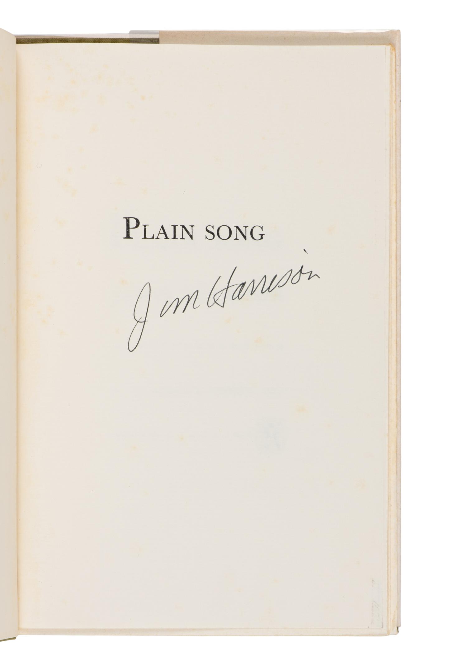 HARRISON, Jim (1937-2016). Plain Song . New York: W.W. Norton & Company, Inc., 1995.