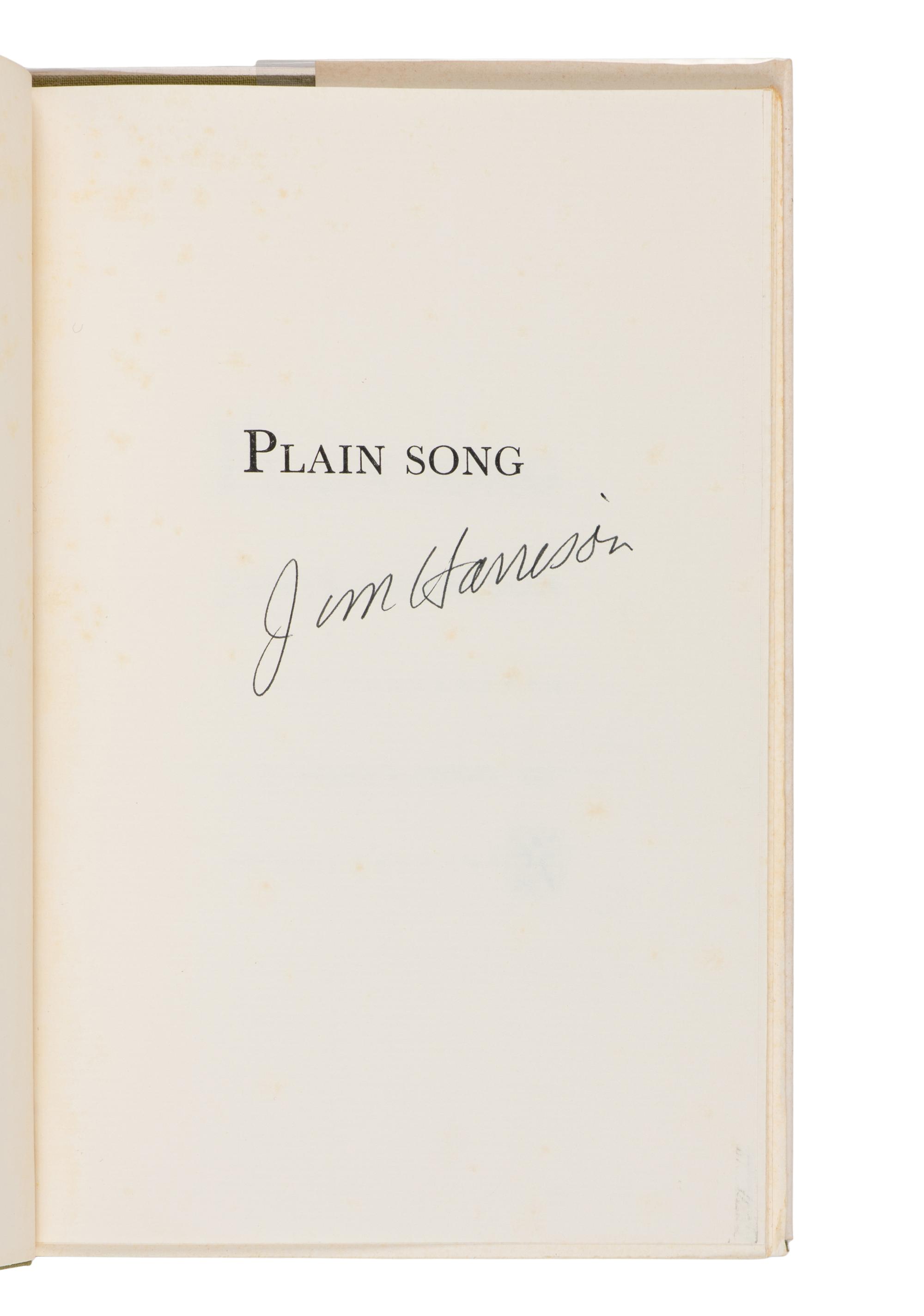 HARRISON, Jim (1937-2016). Plain Song . New York: W.W. Norton & Company, Inc., 1995.