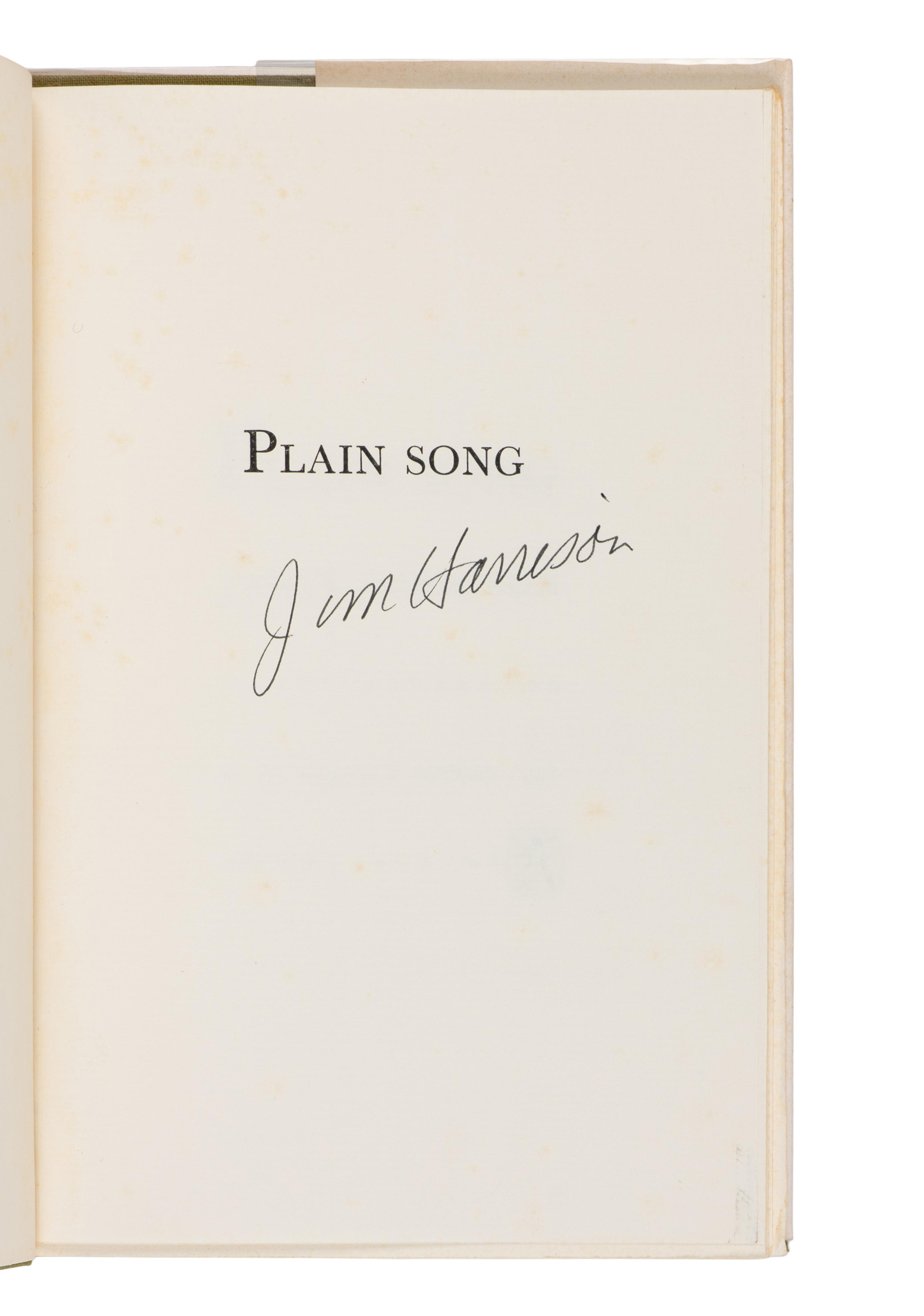 HARRISON, Jim (1937-2016). Plain Song . New York: W.W. Norton & Company, Inc., 1995.