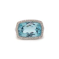 BLUE TOPAZ AND DIAMOND RING