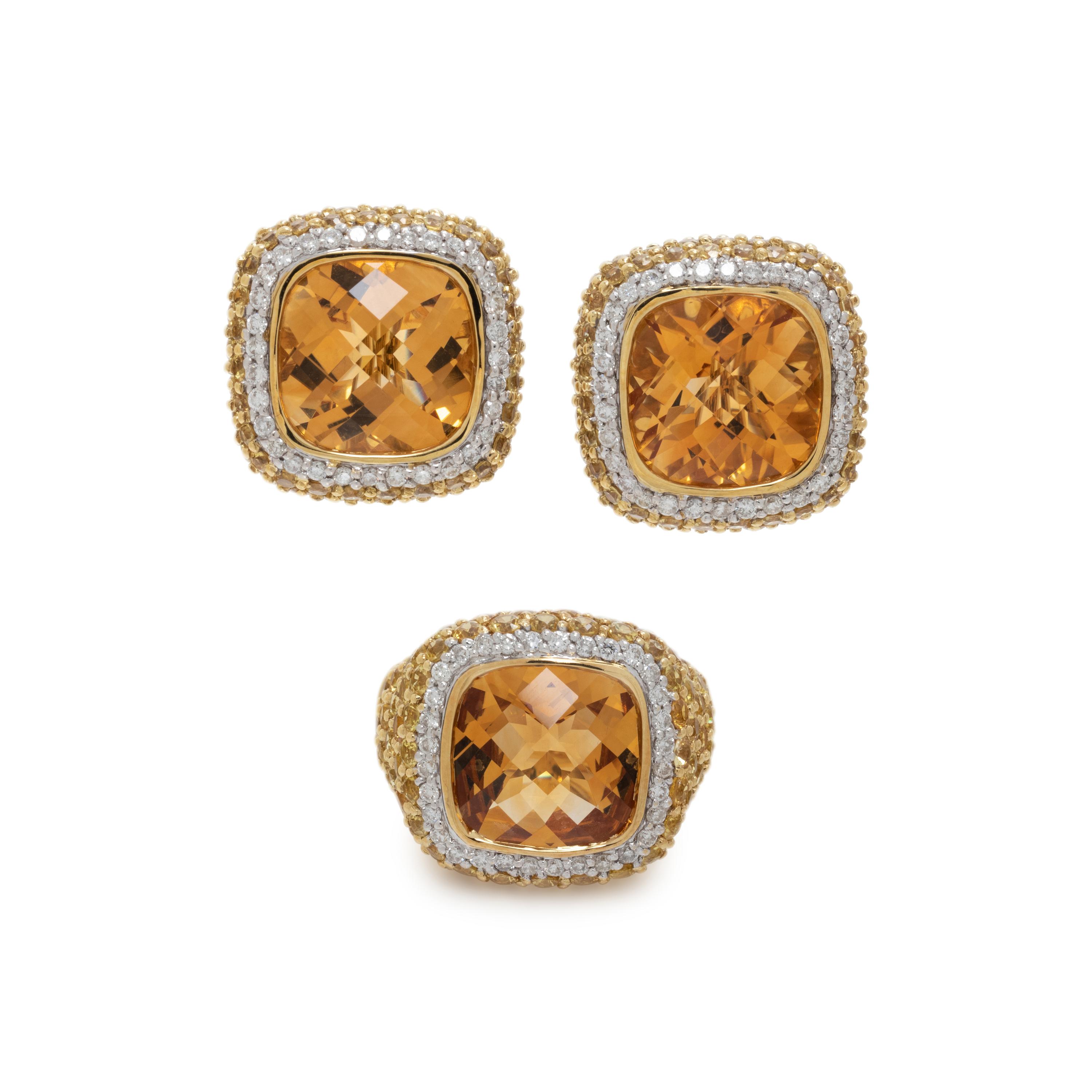 SONIA B., CITRINE, DIAMOND AND YELLOW SAPPHIRE SET