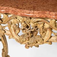 An Italian Rococo giltwood console table with breccia marble top 18th century
