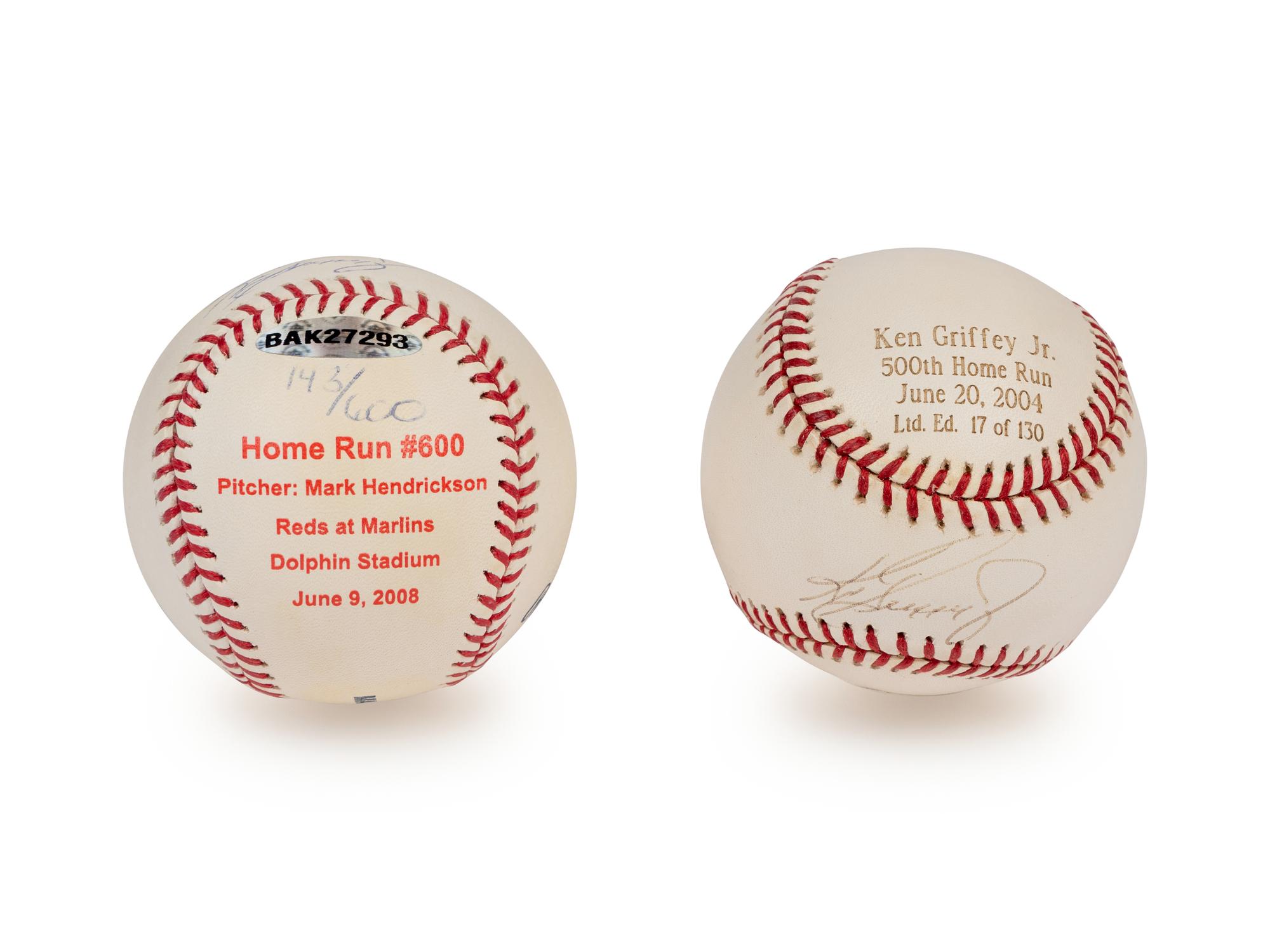A Group of Ken Griffey Jr. Single Signed Autograph Home Run Commemorative Baseballs (Beckett Authentication Services Certified),