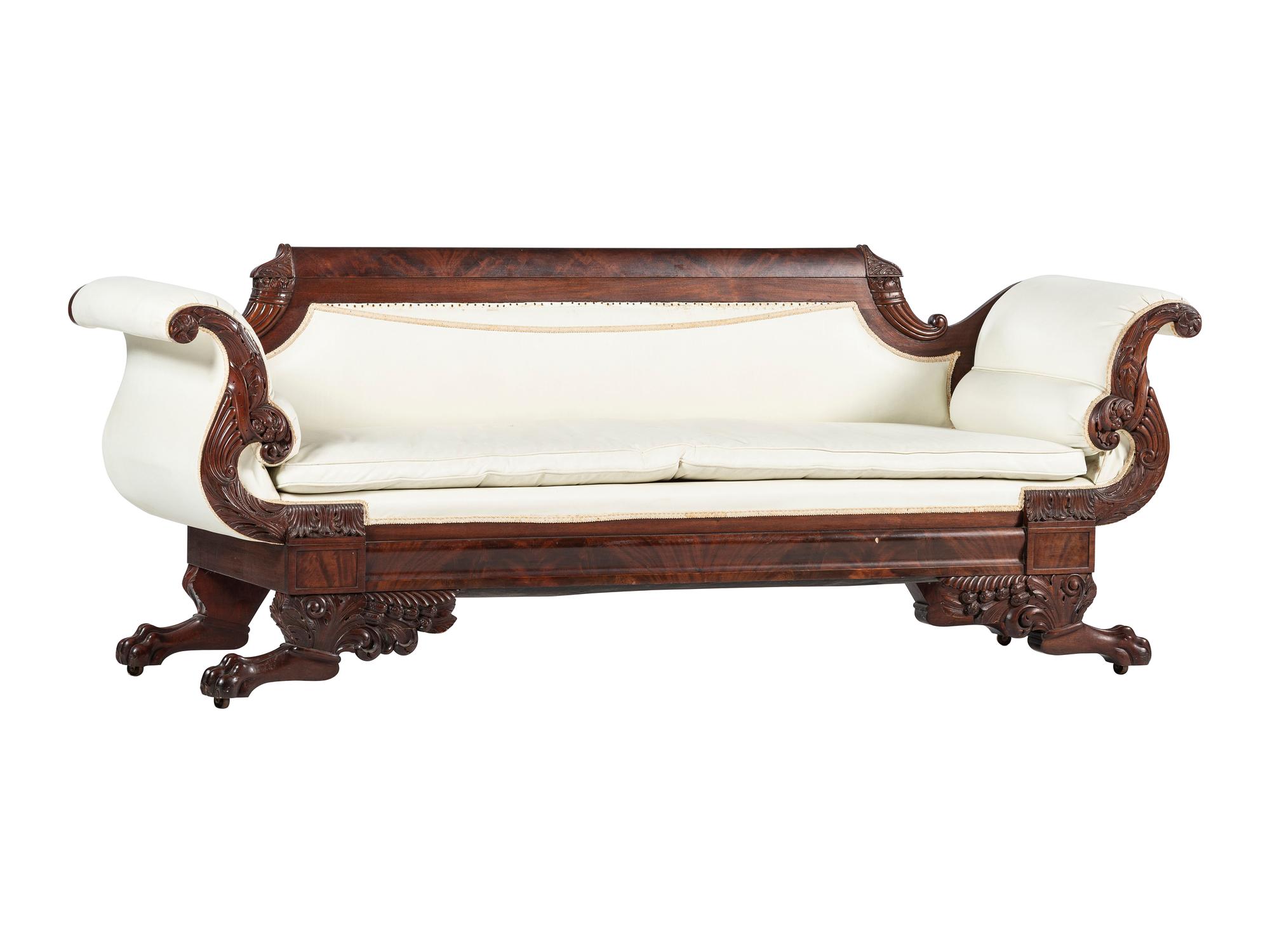 A Late Classical Carved Mahogany Sofa