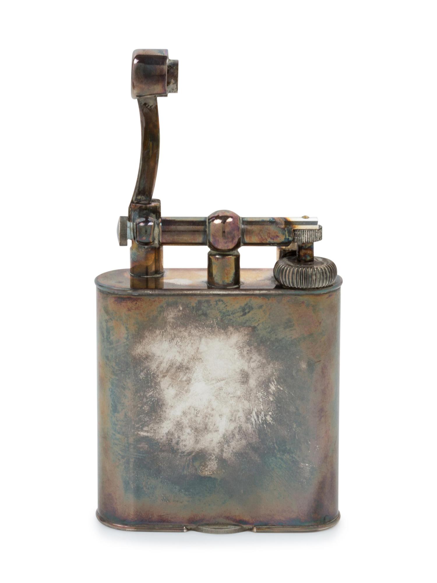 A Dunhill Silver-Plate Lift-Arm Table Lighter