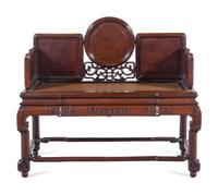 A Burlwood Inset Hardwood Settee