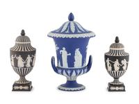 Three Wedgwood Jasperware Urns