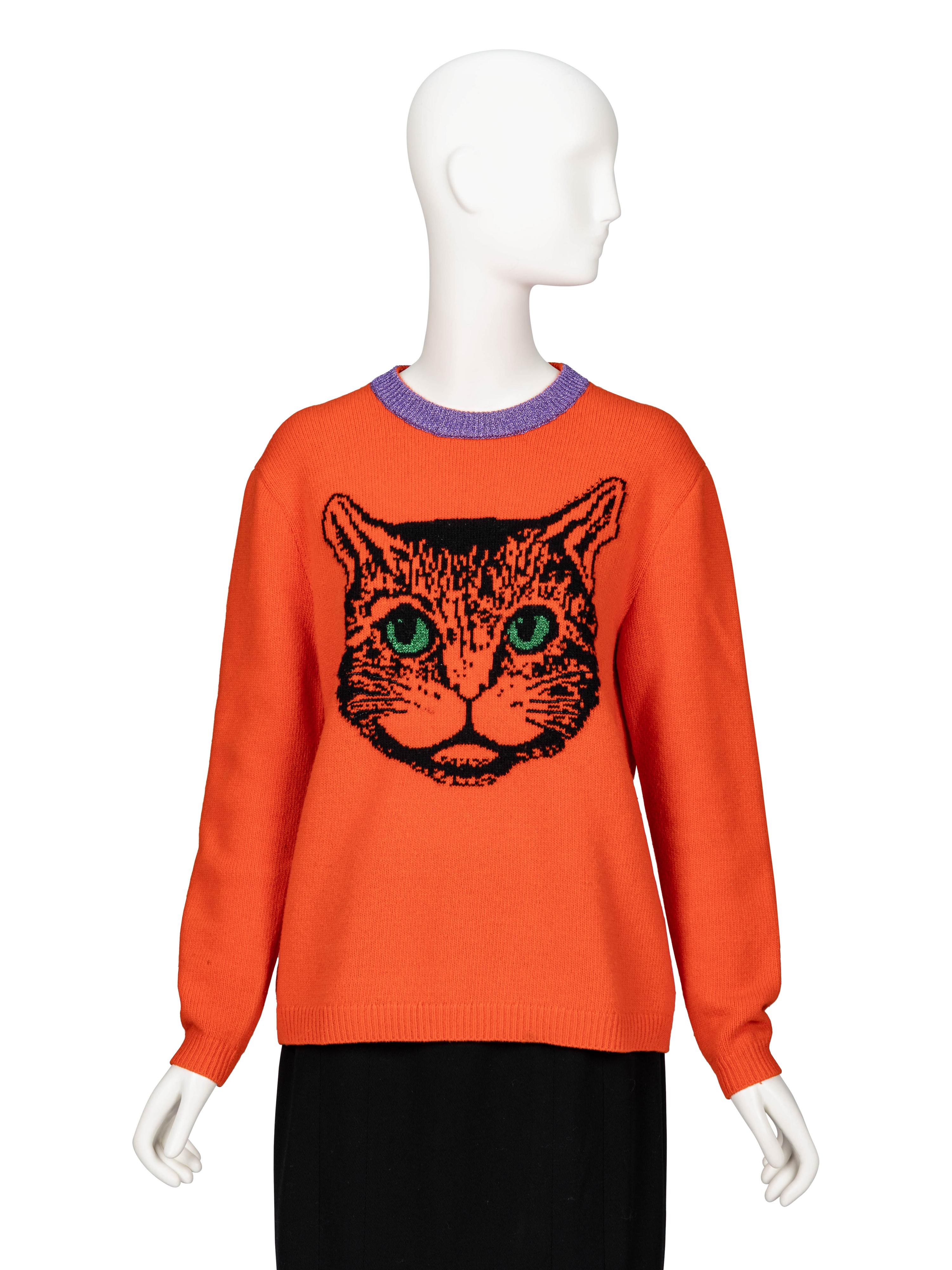 Gucci, Mystic Cat Orange Wool Sweater