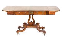 A Late Regency Brass-Inlaid Rosewood Sofa Table Height 27 x width (extended) 77 x depth 24 inches. — CIRCA 1820