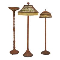 Three polychrome painted wicker floor lamps american, circa 1900