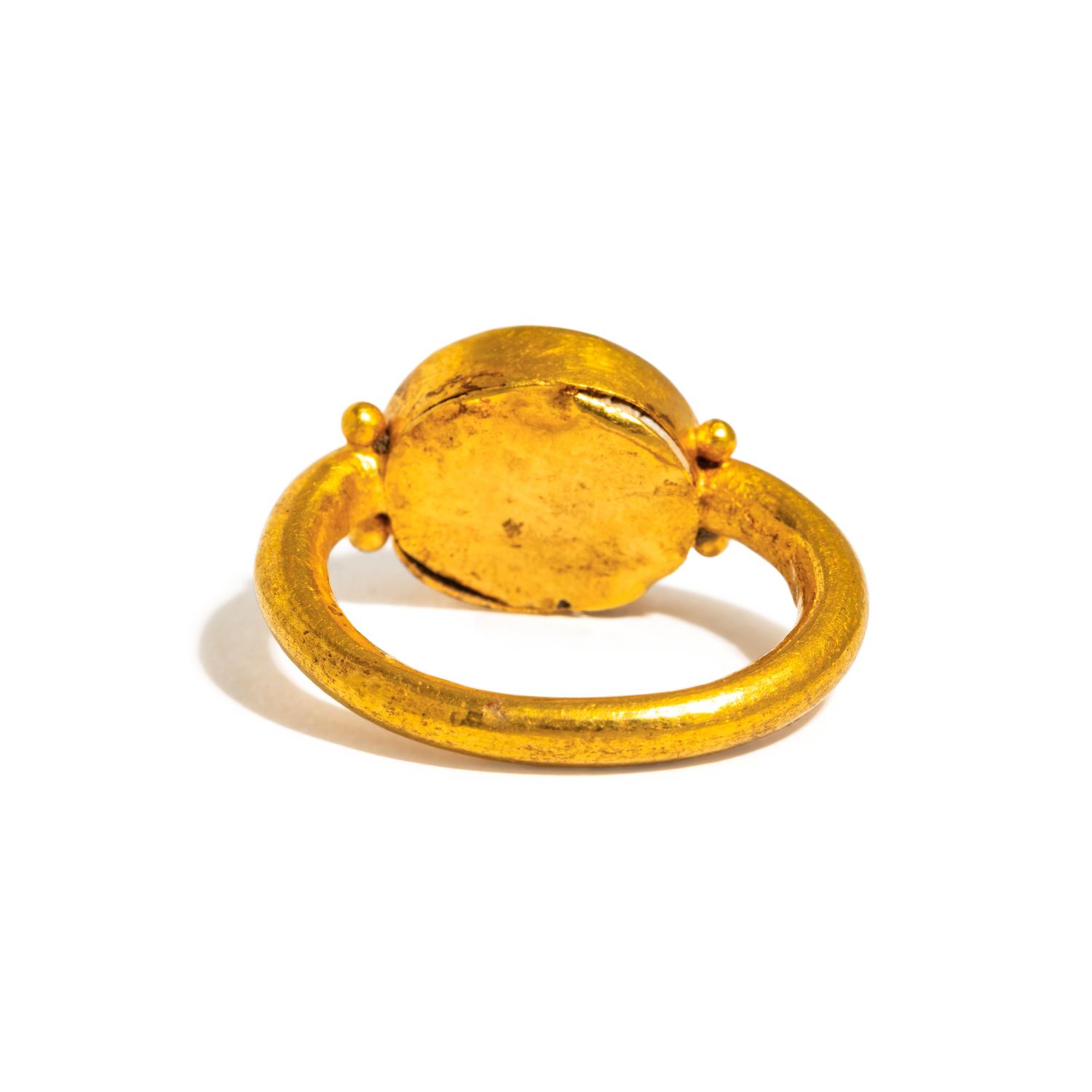 A Late Roman Gold and Nicolo Finger Ring with a Latin Inscription