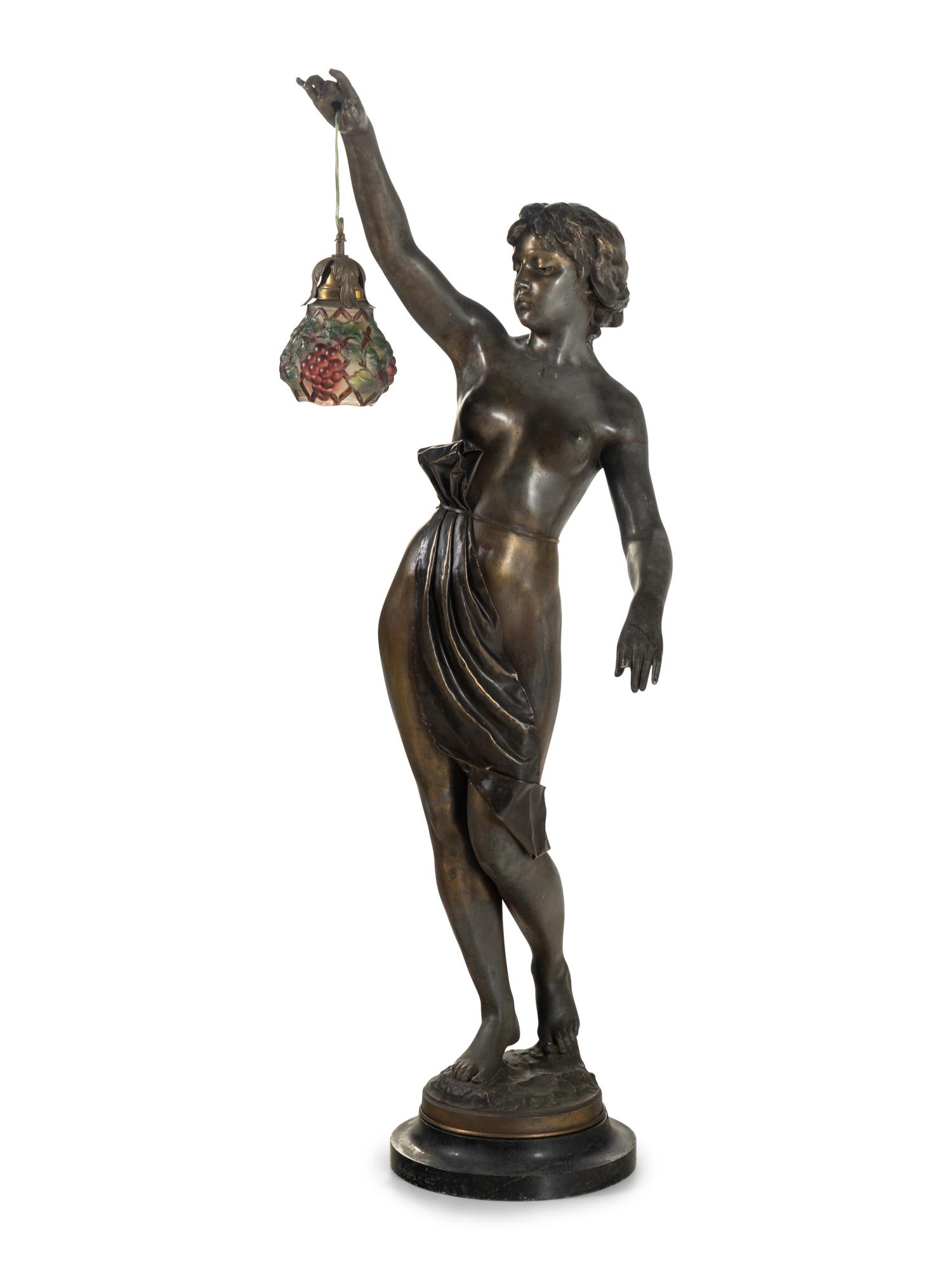 A Large Continental Cast Metal Figural Lamp