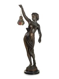 A Large Continental Cast Metal Figural Lamp