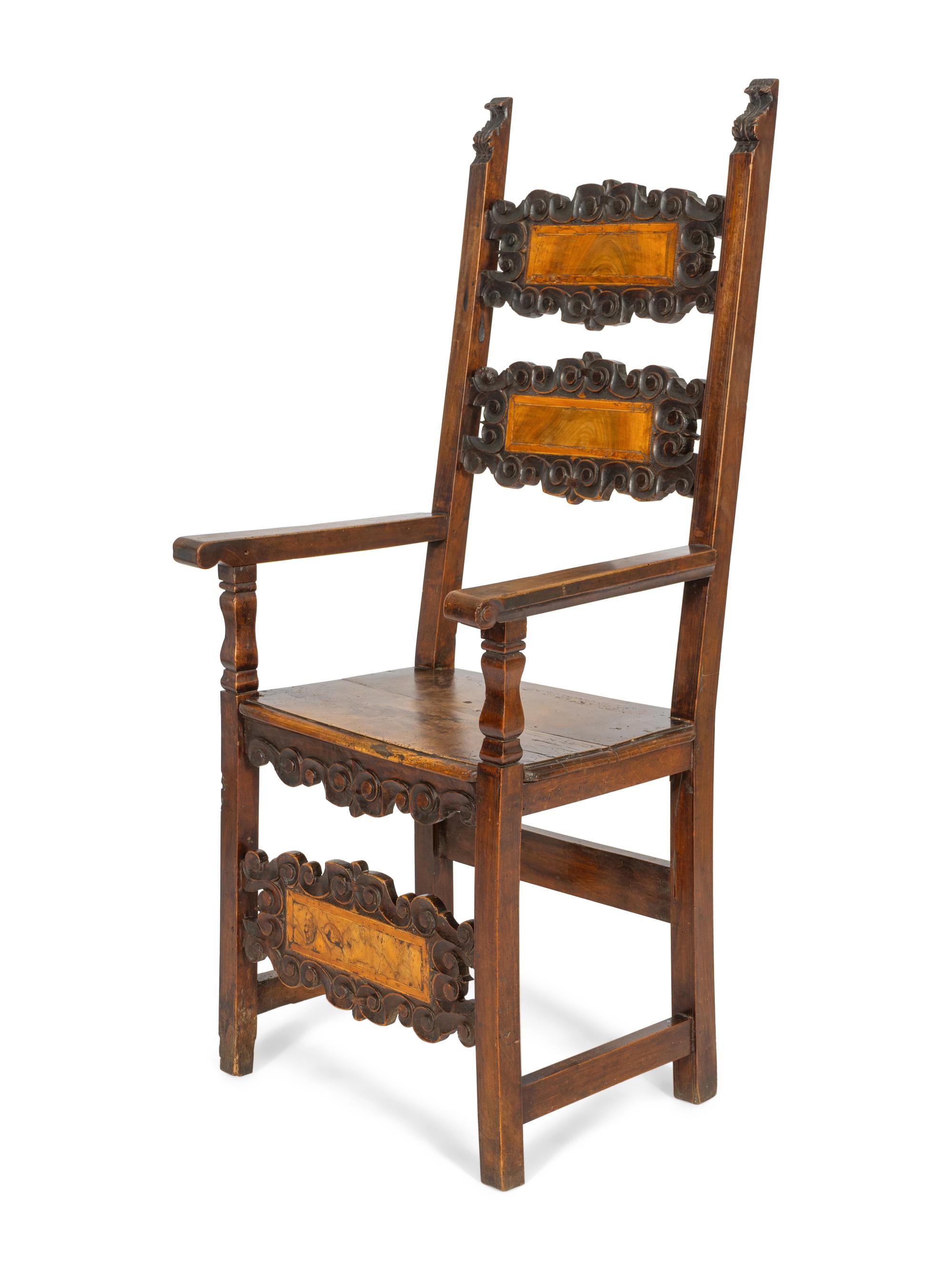 An Italian Baroque Walnut Armchair