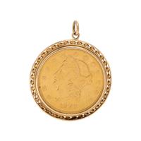 Yellow Gold 'Liberty Head' Coin Pendant